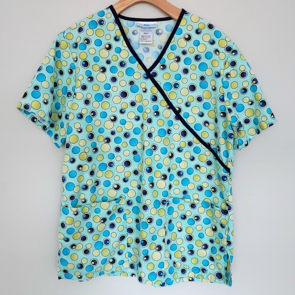 🎃 SB Scrubs Blue Bubble / Dot Scrub Set Top Small
